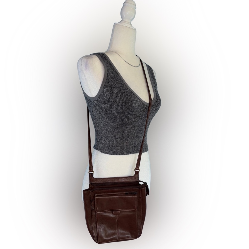 Fossil Brown Leather Crossbody Organizer Bag - Picture 9 of 9